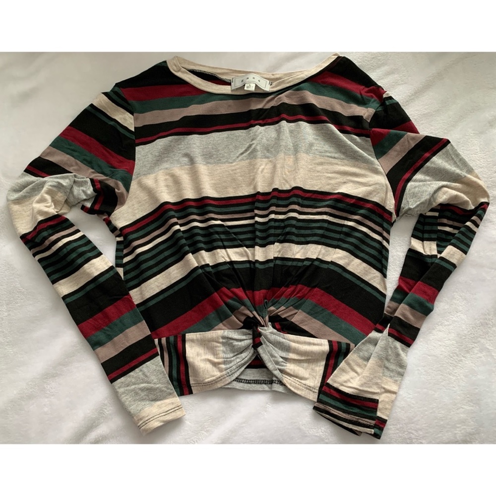 Striped Long Sleeve Crop Top